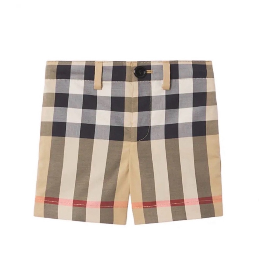 Burberry Unisex Royston Icon Stripes Shorts in Archive Beige IP Check, Size 6M
